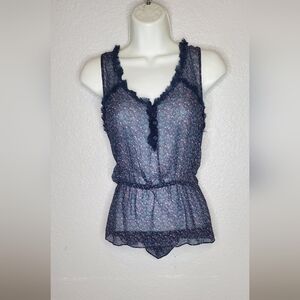 💚5/$25 Heritage 1981 100% Silk Ditsy Floral Chemise Sleeveless Blouse Sz Large